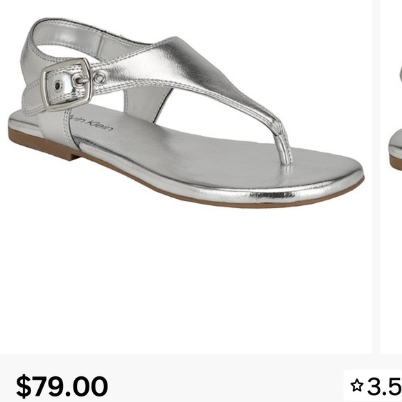 Calvin Klein Metallic Silver Thong Sandals - Picture 1 of 8